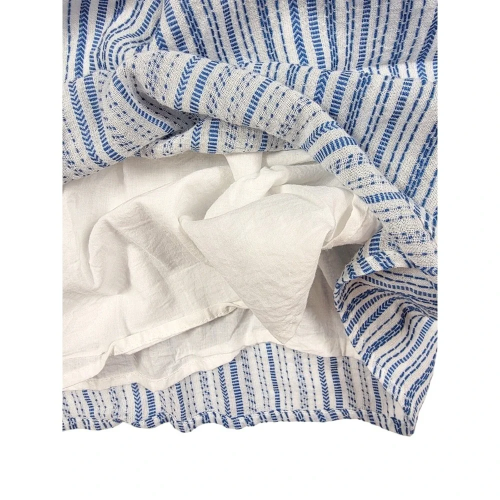 THML Blue White Pin‎ Striped Orange Waist Tassled Mini Dress Women's Size M